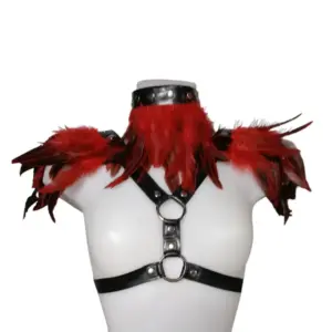 Ensemble Harnais et Collier Latex Plume Koko