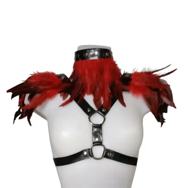 Ensemble Harnais et Collier Latex Plume Koko