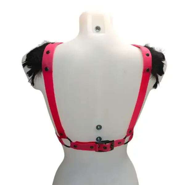 Harnais Latex Rose Plume Koko – Image 3