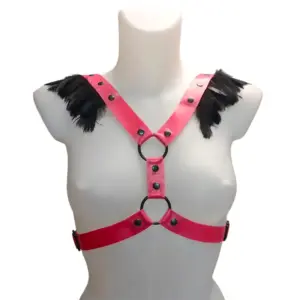 Harnais Latex Rose Plume Koko