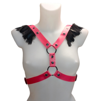 Harnais Latex Rose Plume Koko